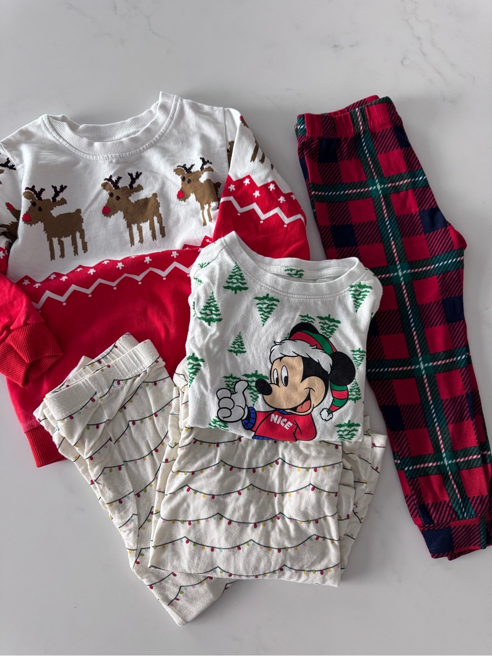 3T Holiday Bundle • Pajamas, Disney Tshirt and Reindeer Christmas Sweater